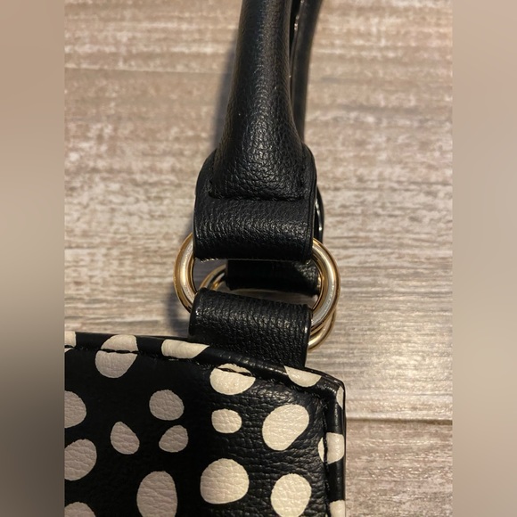 Betsey Johnson black tote bag with polka dots and blue heart - Picture 3 of 16
